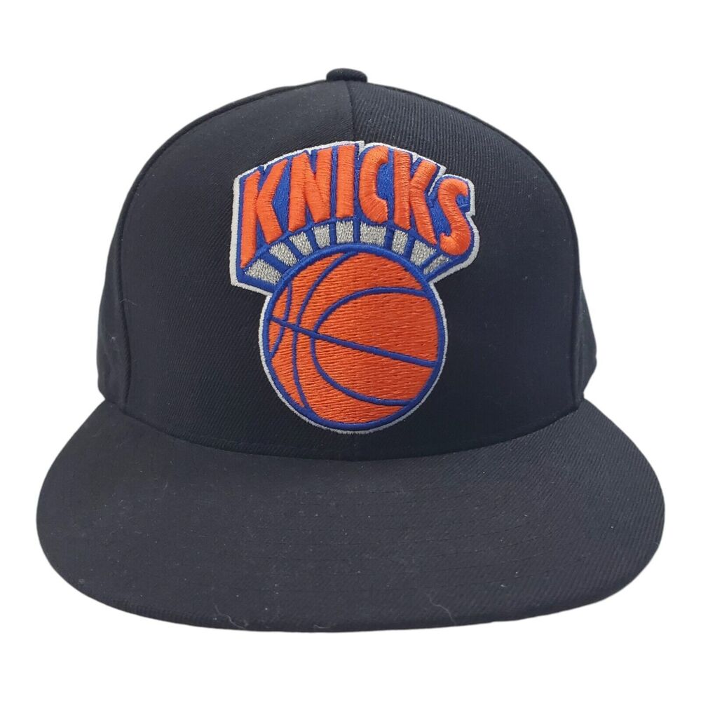 NEW YORK KNICKS Hat Cap 7 1/2 Black Orange MITCHELL & NESS Fitted NBA Basketball